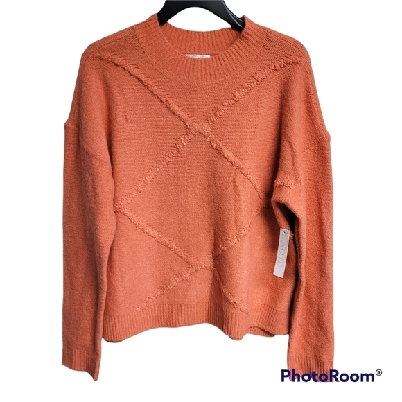 Abound Orange Knit Stitch Crewneck Sweater - Picture 1 of 9